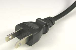 電源ケーブル(片側2Pプラグ/片側切り落とし、扁平型電線タイプ)<12A-125V>
