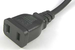 電源ケーブル（片側2Pソケット／片側切り落とし、扁平型電線タイプ）＜7A-125V＞