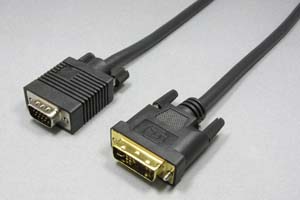 ディスプレイケーブル＜HD15pin⇒DVI-Aコネクタ形状変換ケーブル＞ HD-sub15pinオス－DVI-Aオス（12+5pin）