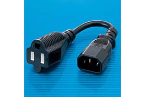【サンワサプライ】　電源アダプタコード、3Pメス－3Pオス（サービスコンセント用）、長さ0.2m、7A・125V（700Wまで）