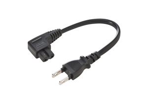 【サンワサプライ】　電源アダプタコード、2P－L型メガネ2S、コード長さ0.2m、7A・125V（700Wまで）