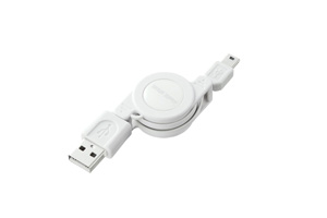 【サンワサプライ】　巻き取りUSB2.0モバイルケーブル、ミニBオス－Aオス、～0.8m