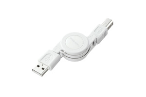 【サンワサプライ】　巻き取りUSB2.0モバイルケーブル、Bオス－Aオス、～0.8m