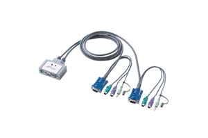 【サンワサプライ】　CPU自動切替器：KVMスイッチ、１対２、VGAモニター用、PS/2コンソール接続タイプ