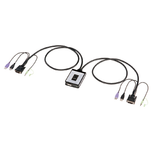 【サンワサプライ】 CPU自動切替器:KVMスイッチ、手元スイッチ付き、1対2、DVI-Dモニター用、USBコンソール接続