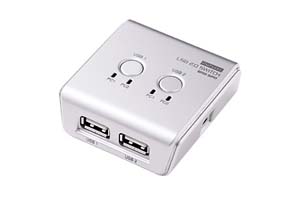 【サンワサプライ】　USB2.0手動切替器、２入力（Bメス）－２出力（Aメス）、2分岐出力機能付き