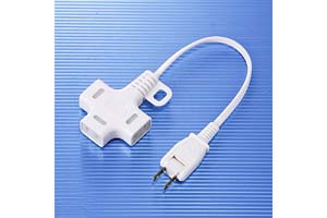 【サンワサプライ】　電源延長コード、2Pプラグ用３分岐ケーブル、長さ0.3m、15A・125V（1500Wまで）