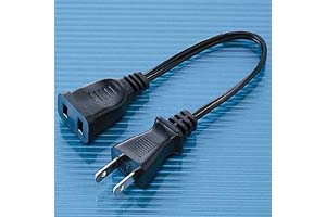 【サンワサプライ】　電源アダプタコード、2Pメス－2Pオス、長さ0.12m、7A・125V（700Wまで）