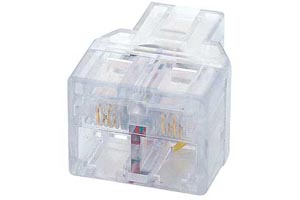 【サンワサプライ】　モジュラー用アダプタ RJ-11コネクタ （中継用、6極4芯、2分配：メス-メス×2、フェライトコア内蔵）