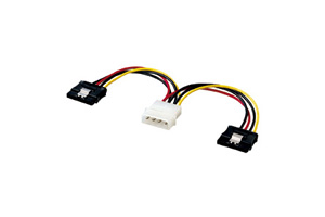 【サンワサプライ】　SATA電源ケーブル、4P電源－SATA15pinメス2分岐、ラッチ付き