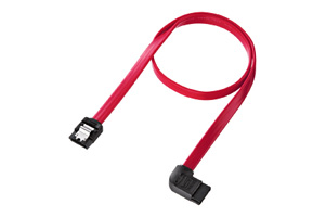 【サンワサプライ】　SATA3ケーブル、片側左L型／片側ストレート、ラッチ付き