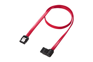 【サンワサプライ】　SATA3ケーブル、片側右L型／片側ストレート、ラッチ付き