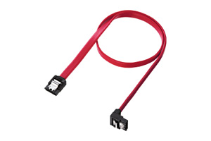 【サンワサプライ】　SATA3ケーブル、片側下L型／片側ストレート、ラッチ付き