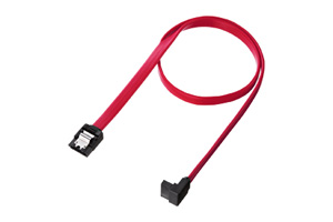 【サンワサプライ】　SATA3ケーブル、片側上L型／片側ストレート、ラッチ付き