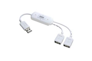 【サンワサプライ】　USB2.0ハブ、2ポート、ケーブルタイプ、バスパワー専用