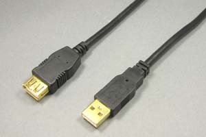 USB2.0ケーブル Aコネクタ オス-Aコネクタ メス(金メッキシェル) <延長用>