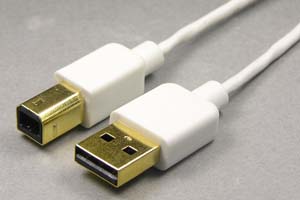 超極細・コンパクト・柔軟　USB2.0ケーブル Aコネクタ オス－Bコネクタ オス（金メッキシェル）
