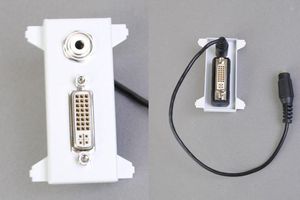 他社製フェースプレート対応型コンセントモジュール（DVI+ステレオ音声中継用、壁面埋込タイプ）