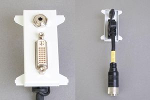 他社製フェースプレート対応型コンセントモジュール（DVI-D（シングルリンク）＋ステレオ音声用、接続ケーブル付き、壁面埋込タイプ）