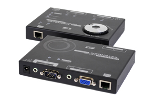 アナログRGB　エクステンダー（最大300m）・ハイエンドタイプ（UTP（LAN）ケーブル（１本）延長型、４分配＋３段デイジーチェーン接続機能付き（最大12台接続））