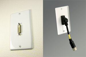 白塗装ステンレスプレート付きAVコンセント（DVI-D（シングルリンク）用、ケーブル付き）