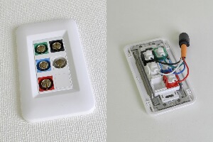 樹脂製プレート付きAVコンセント（BNC端子×5、ケーブル付き）