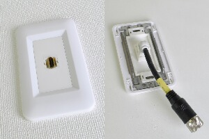 樹脂製プレート付きAVコンセント（HDMI用、ケーブル付き）