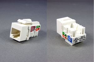 スナップイン中継コネクタ　RJ-45メス（圧接部ストレートタイプ、LAN配線用、CAT6対応）