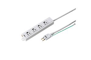 【サンワサプライ】　電源タップ（熱に強い二重構造、3P・4個口の抜け止めタイプ、15A・125V（合計1500Wまで）、2Pスイングプラグコード5m付き）