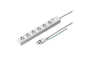 【サンワサプライ】　電源タップ（熱に強い構造、簡易パッケージタイプ、3P・6個口、15A・125V（合計1500Wまで）、2Pスイングプラグコード2.5m付き）