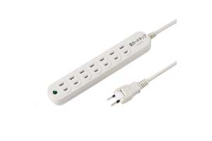 【サンワサプライ】　電源タップ（雷ガード機能付き、2P・7個口、15A・125V（合計1500Wまで）、2Pスイングプラグ長さ2mコード付き）
