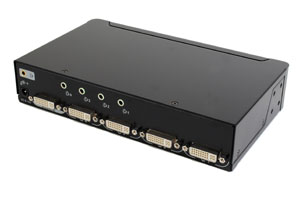 DVI-D＋オーディオ信号 スプリッター（DVI-Dシングルリンク＋3.5mmステレオミニ音声信号分配器：1入力4分岐タイプ）
