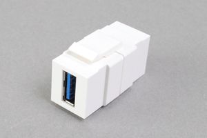 スナップイン中継コネクタ　USBコネクタ（Aコネクタ　メス　白）　【USB3.0対応】 クロス結線タイプ