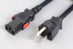 【耐トラッキング対策】【ロック機構付き】　電源ケーブル（3Pプラグ／3Pソケット）＜15A-125V＞