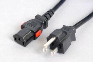 【耐トラッキング対策】【ロック機構付き】電源ケーブル（3Pプラグ／3Pソケット）＜7A-125V＞