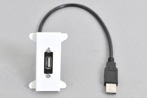 絶縁コンセント取付枠用 コンセントモジュール  USB2.0Aメス-Aオス（パネルマントケーブル付き）ケーブル長0.3ｍ、1ｍ、2m