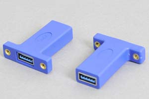 パネルマウント中継アダプタ　USB3.0対応 クロス結線タイプ　両側USB3.0-Aメス