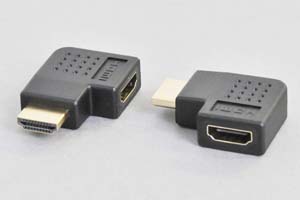 HDMI中継アダプタ　タイプAオス－タイプAメス　水平L型（右向き）　【HDMI2.0対応】