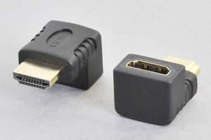 HDMI中継アダプタ　タイプAオス－タイプAメス　垂直L型（下向き）　【HDMI2.0対応】