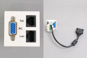 45モジュール(コンセント:VGAメス+TEL+LAN／内側配線:VGAメス端子ケーブル+TELおよびLAN圧接コネクタ)