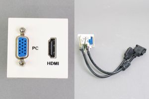 45モジュール(コンセント:HDMIメス+VGAメス／内側配線:HDMIメス+VGAメス端子ケーブル)