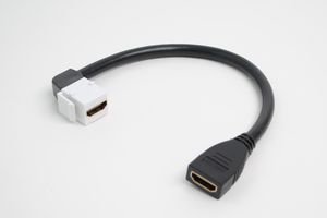 スナップイン中継ケーブル、HDMI-Aメス-HDMI-Aメス ：90°アングル方向ケーブル引き出しタイプ