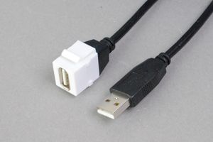 スナップイン中継ケーブル、USB2.0(Aコネクタ)メス-USB2.0(Aコネクタ)オス：ストレート方向ケーブル引き出しタイプ　【ケーブル長さ1mと3m】