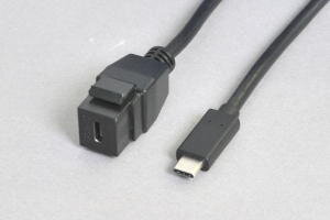 スナップイン中継ケーブル、USB3.1(TYPE-Cコネクタ)メス-USB3.1(TYPE-Cコネクタ)オス：【ケーブル長さ1mと2m】　【USB3.1(Gen 1)対応、USB PD(65W)対応】