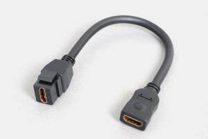 スナップイン中継ケーブル、HDMI-Aメス-HDMI-Aメス ：ストレート方向ケーブル引き出しタイプ クロ