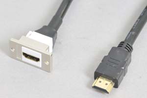 パネルマウント　HDMIメス－オス　ケーブルタイプ　【ケーブル長さ1mと3m】　（Ver 1.4規格、High Speed with Ethernet）【金属製ベゼルセット品】
