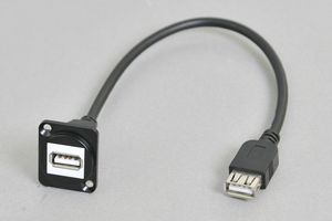 パネルマウント　USB2.0 Aタイプ中継メス－メス　ケーブルタイプ【ノイトリック型ベゼルセット品】