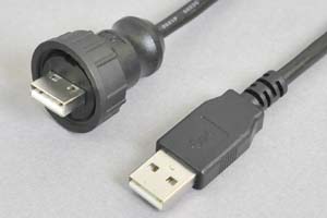 防水防塵 USB2.0ケーブル　　Aオス－防水防塵Aオス（防水防塵パネルマウント中継アダプタ USB2AC-P3CSJ-WCPまたはUSB2AC-P3CRJ-WCP向けの専用ケーブル）