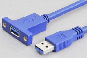パネルマウント USB3.0ケーブル　　Aオス－パネルマウントAメス　【同一ピンどうしの全線ストレート結線タイプ】　（USB3-AMPAF-01、USB3-AMPAF-03の後継品）